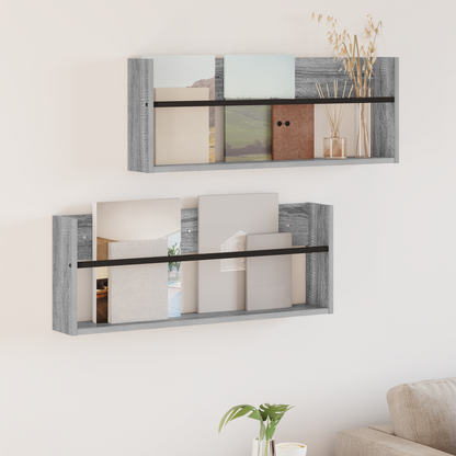 Magazine Rack 2 pcs Grey Sonoma 80 x 12 x 30 cm Engineered Wood