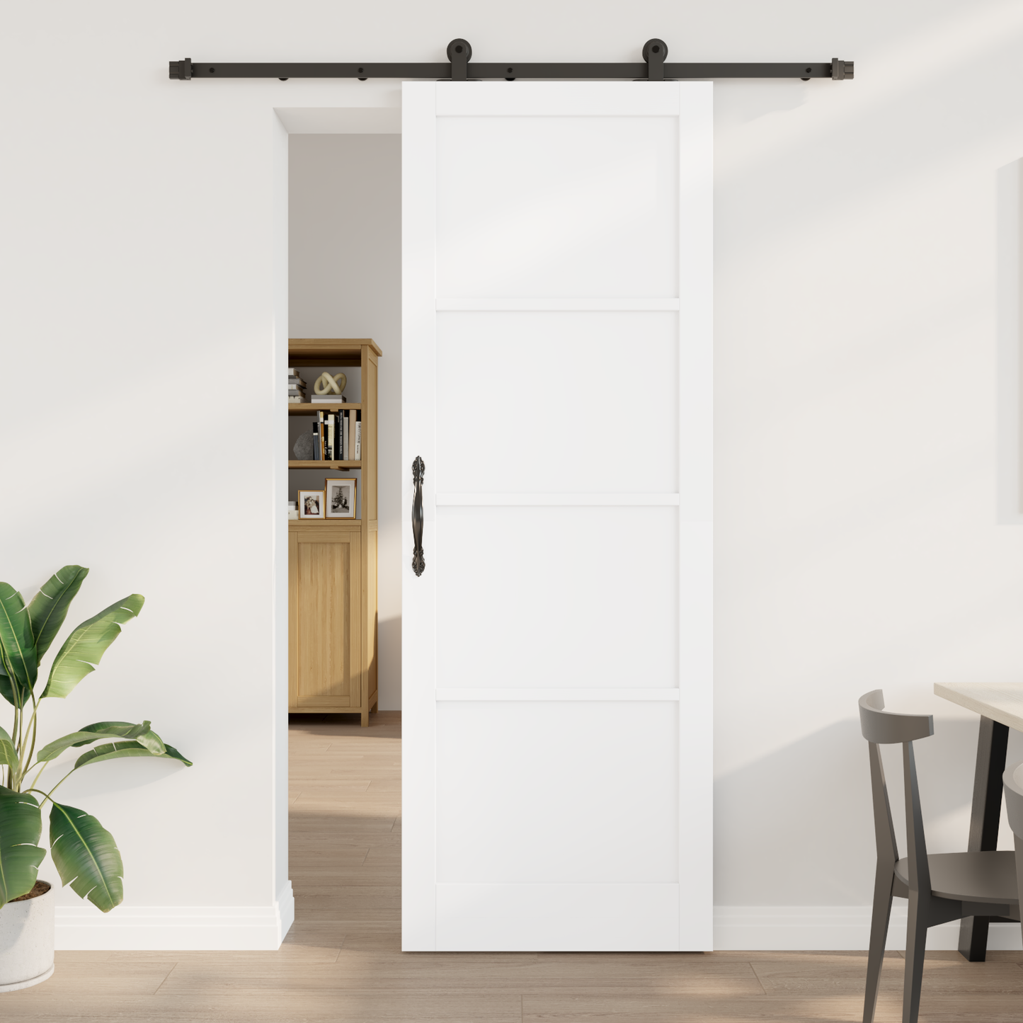 Sliding Door White and Black 83 x 232 cm Solid Pine Wood
