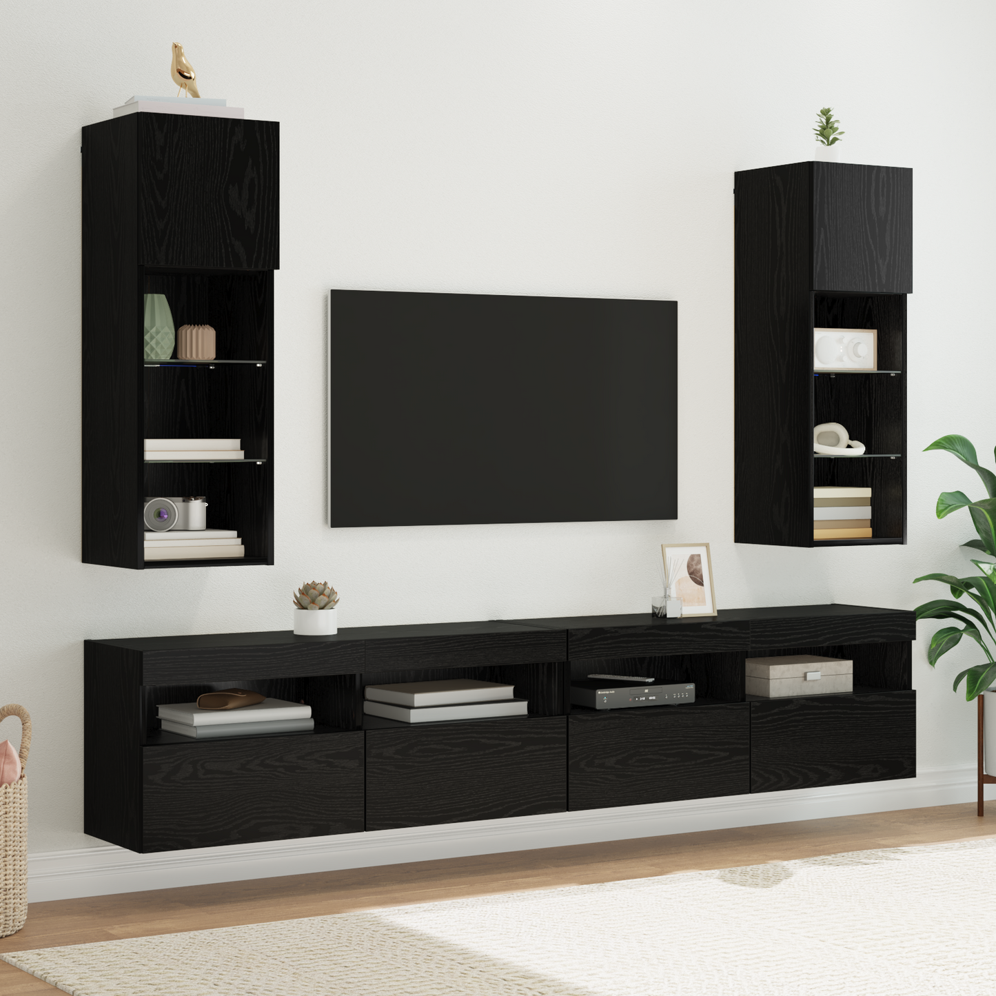 Wall-mounted TV Cabinets 2 pcs Black Oak 30.5 x 30 x 90 cm