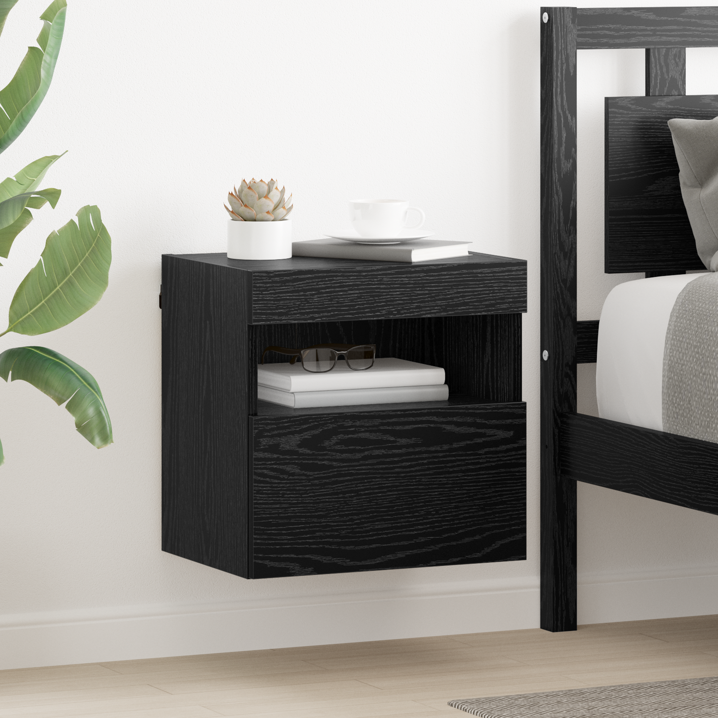 TV Wall Cabinet Black Oak 40 x 30 x 40 cm Engineered Wood