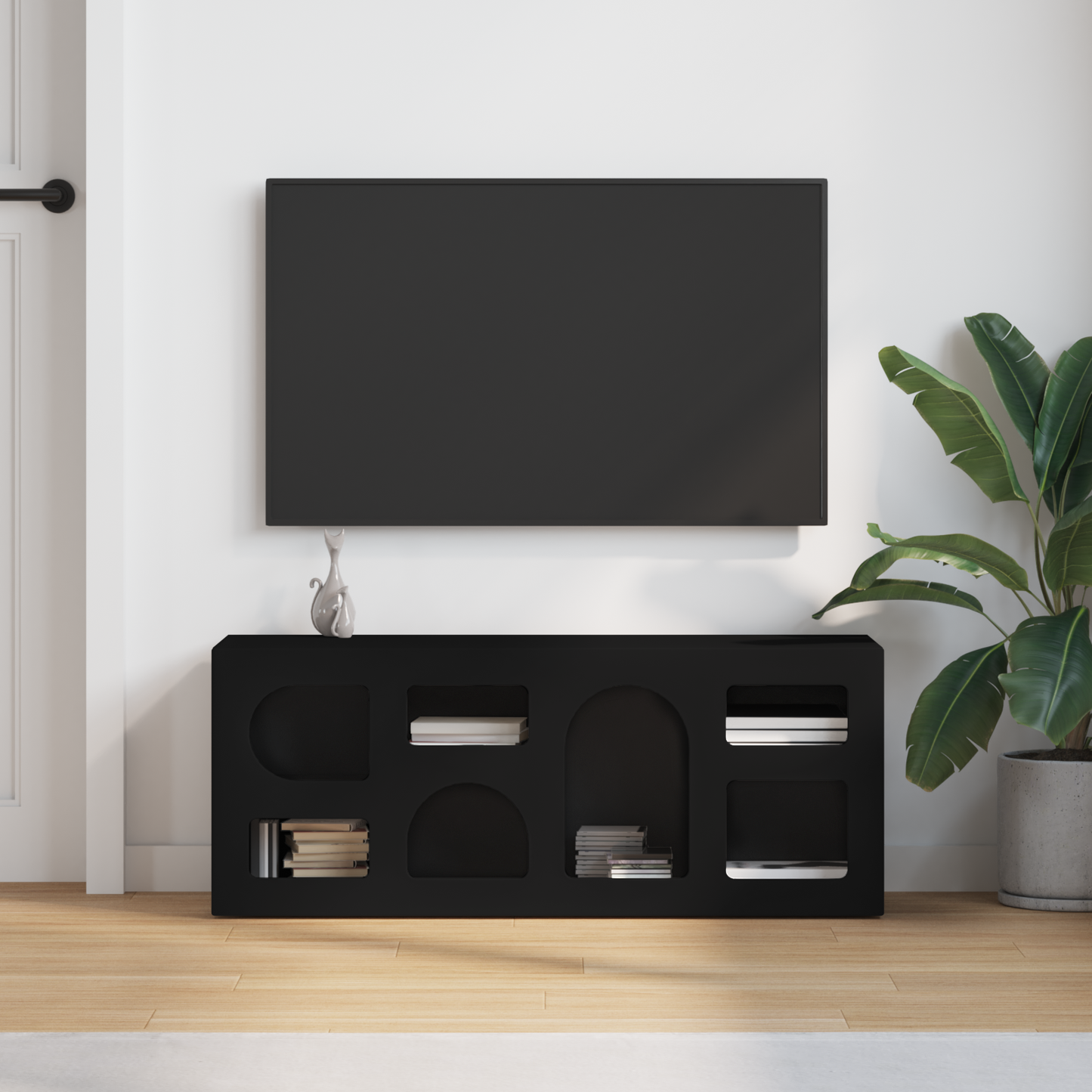TV Cabinet ELST 100 x 35 x 40 cm Black Engineered Wood