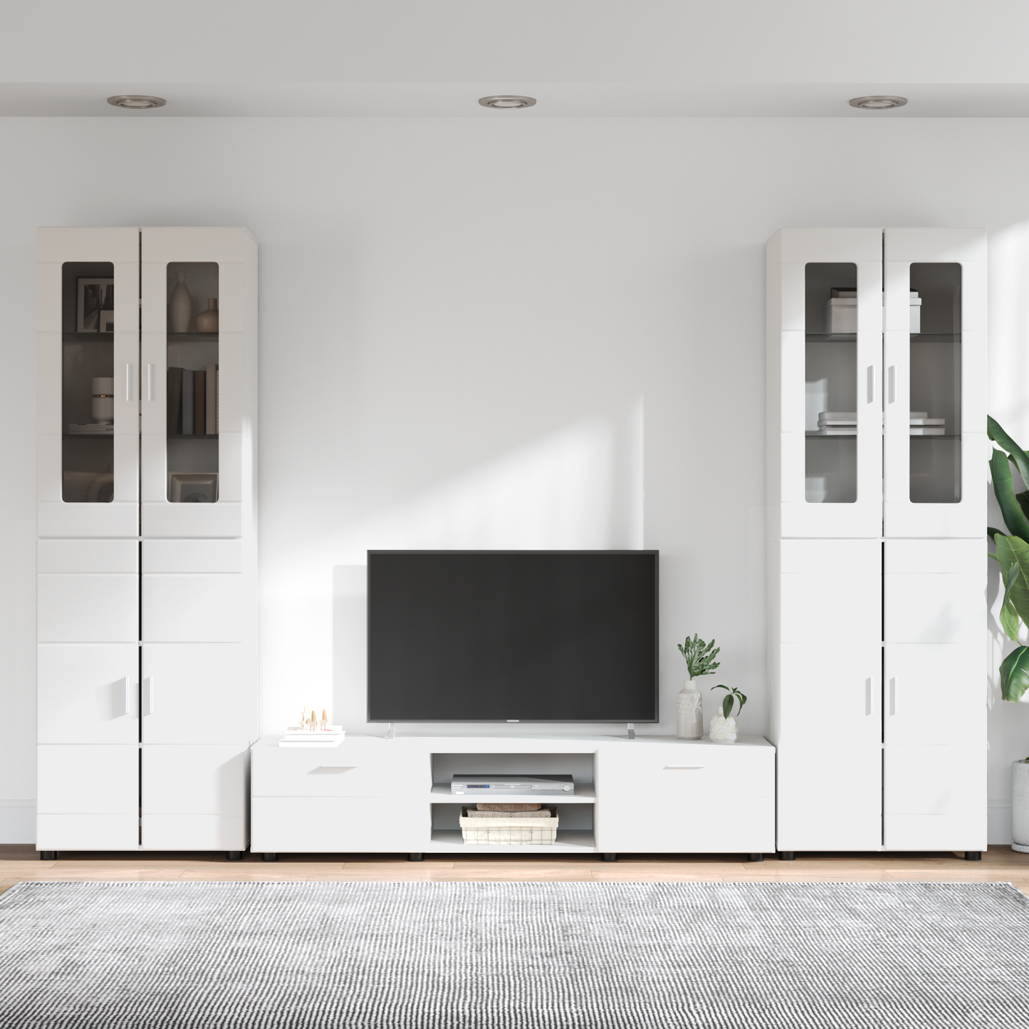 TV Cabinet Set with Drawer FLORIN 3 pcs White Engineered Wood
