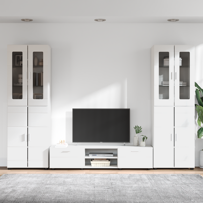 TV Cabinet Set with Drawer FLORIN 3 pcs White Engineered Wood