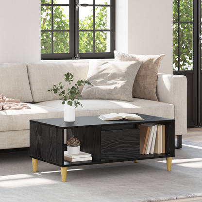 Coffee Table Black Oak 90 x 50 x 26.5 cm Engineered Wood