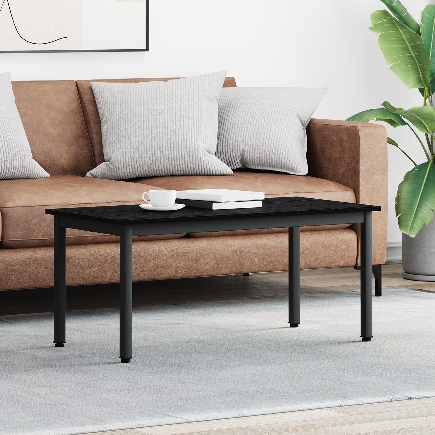 Coffee Table Black Oak 100 x 50 x 45 cm Engineered Wood