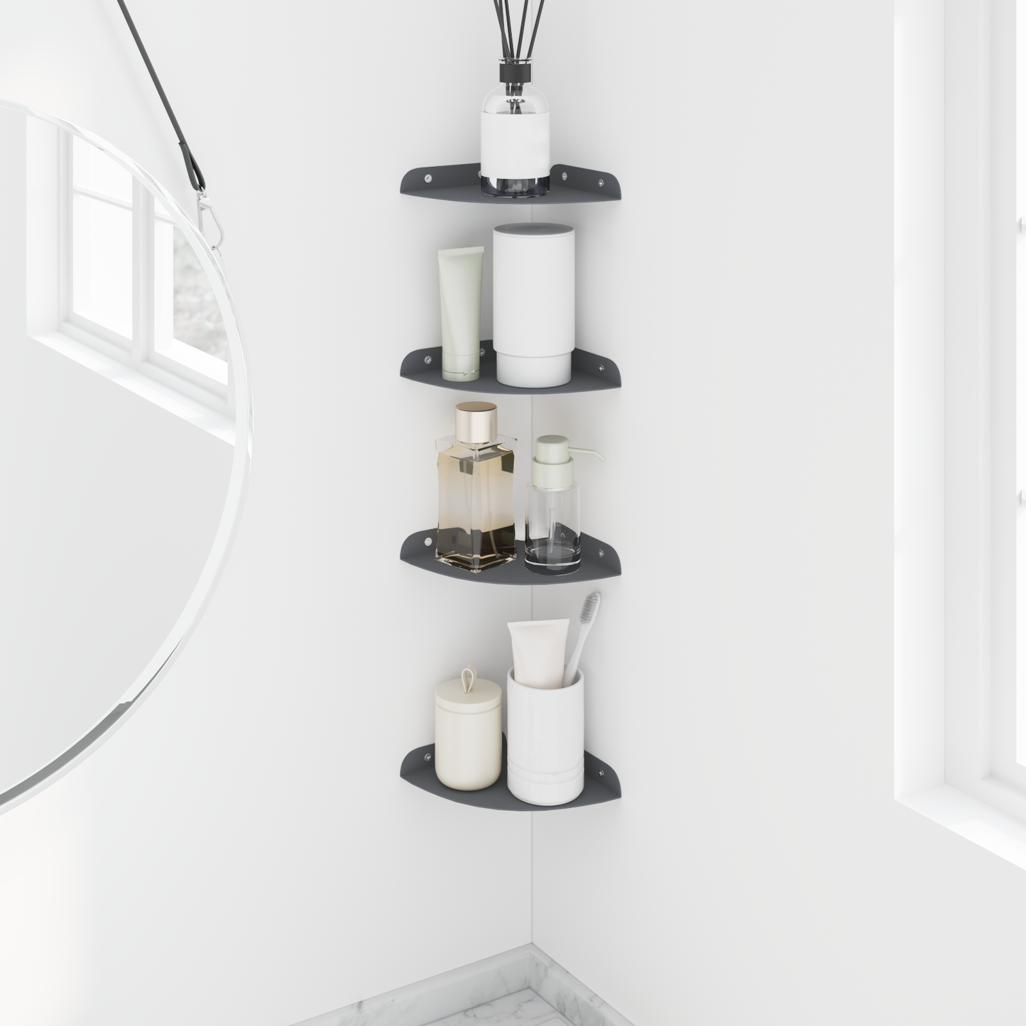Floating Shelf with Shelf 4 pcs Anthracite 15 x 15 x 2 cm