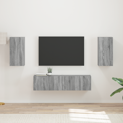 TV Cabinet Set 4 pcs Grey Sonoma Engineered Wood