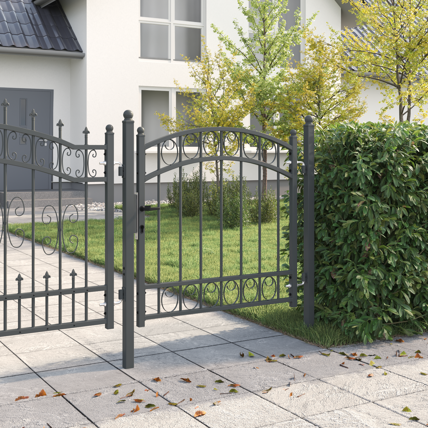 Fence Gate EMMEN 100 x 100 cm Powder-coated steel Grey Lockable