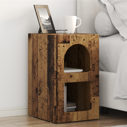 Bedside Table ELST 2 pcs Old Wood 29.5 x 33.5 x 50 cm