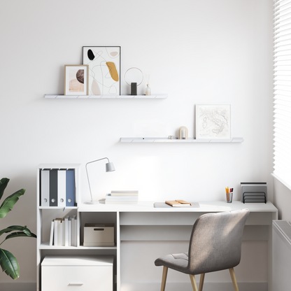Wall Shelf 2 pcs White Marble 100 x 9 x 3 cm Engineered Wood