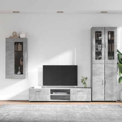 TV Cabinet Set FLORIN 3 pcs Concrete Grey Engineered Wood