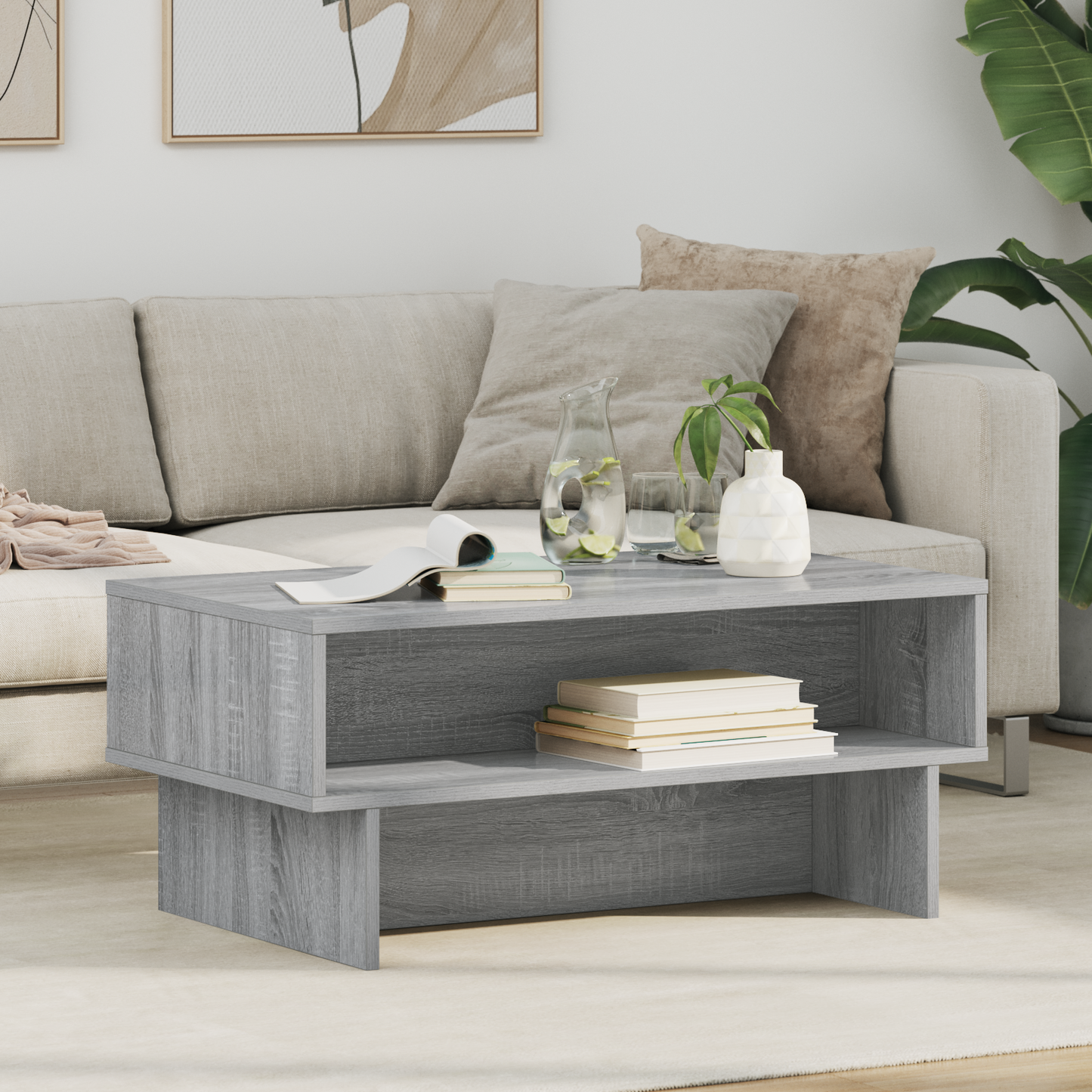 Coffee Table Grey Sonoma 80 x 46 x 35 cm Engineered Wood