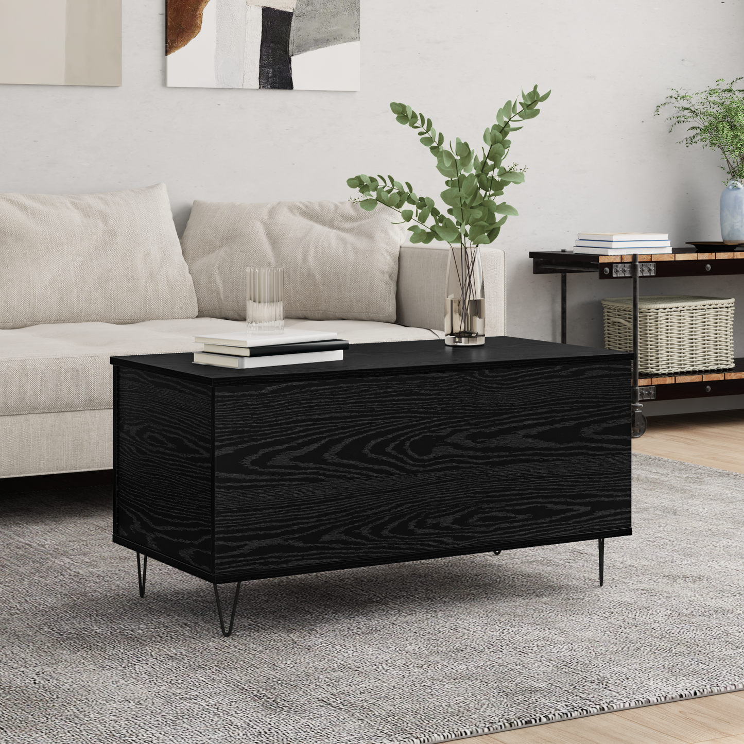 Coffee Table Black oak 90 x 44.5 x 45 cm Engineered wood