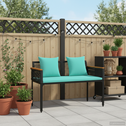 Outdoor Bench Black and Turquoise 117 x 54 x 74.5 cm