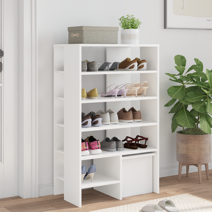 Shoe Cabinet with Shelf 2 pcs White Engineered Wood