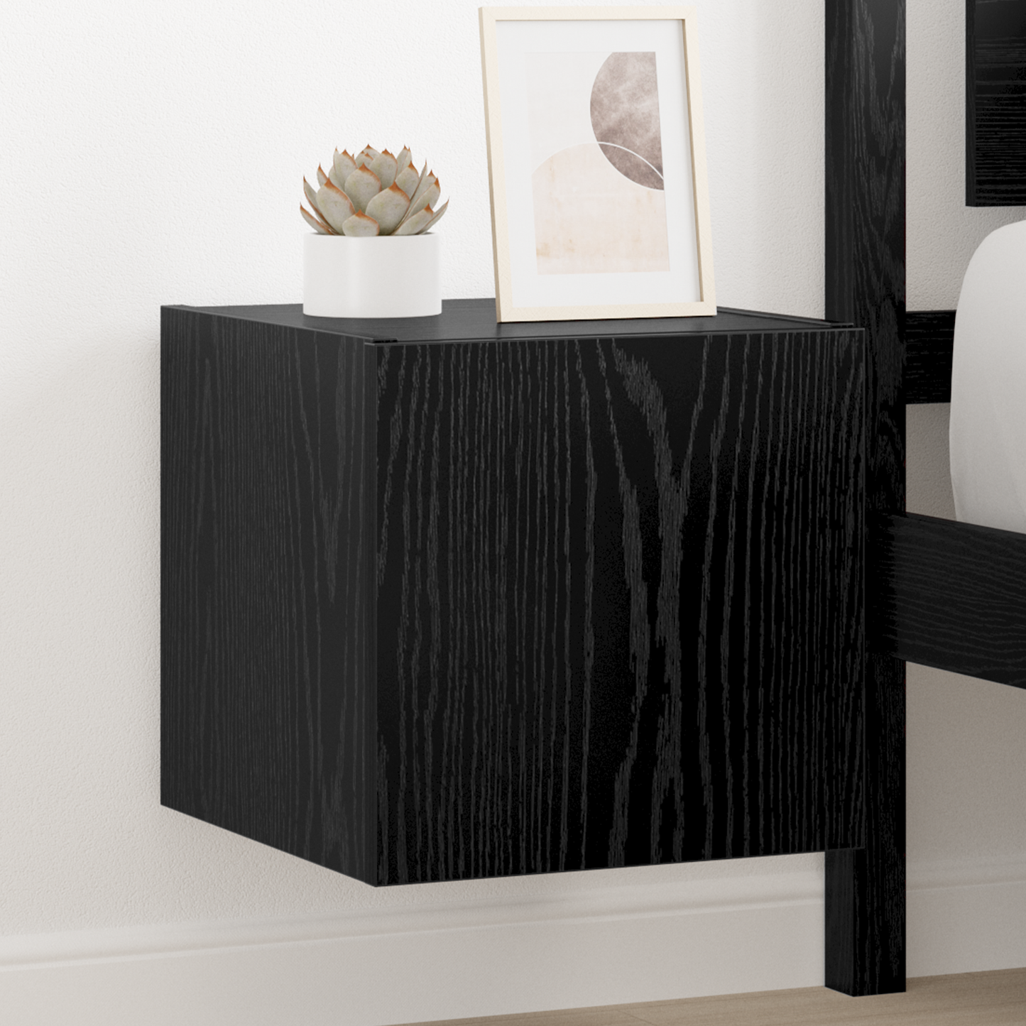 TV Wall Cabinet Black Oak 30.5 x 35 x 30 cm Engineered Wood