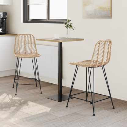 Bar Chair 2 pcs 44.5 x 54.5 x 97.5 cm Rattan and Iron