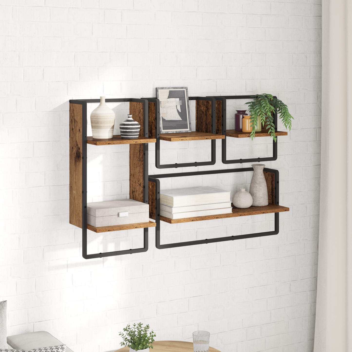 Wall Shelf Set 4 pcs Old Wood 65 x 25 x 30 cm Engineered Wood