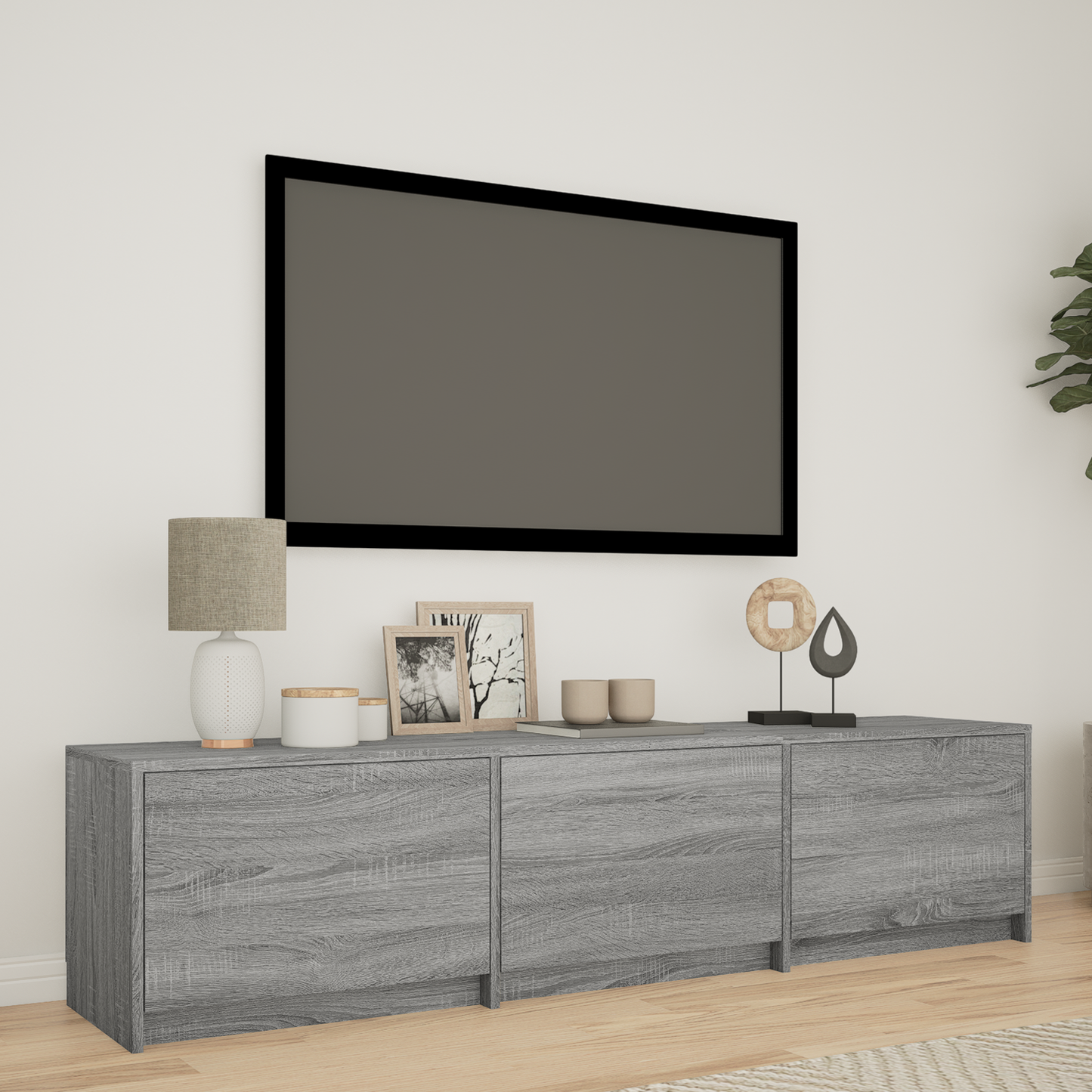 TV Cabinet with LED with LED Grey Sonoma 165 x 34 x 40 cm
