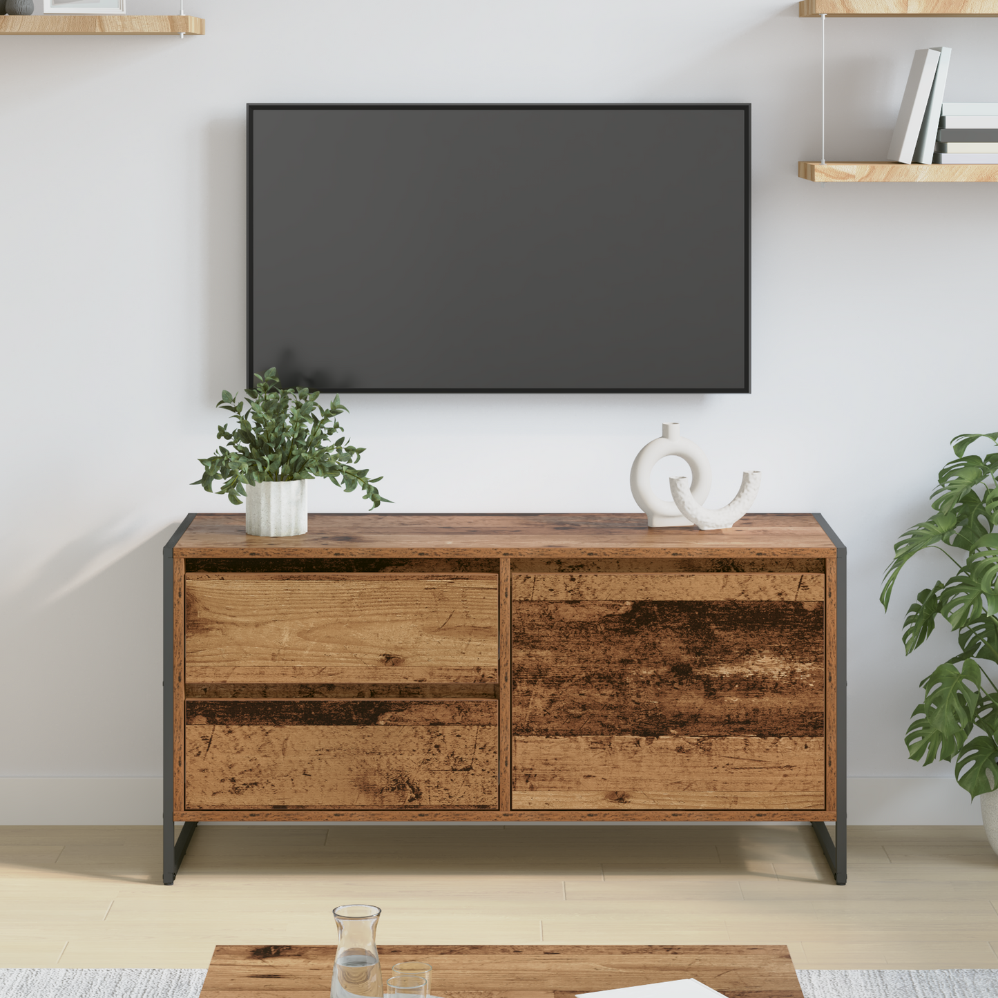 TV Cabinet Old Wood 100 x 36 x 49.5 cm Engineered Wood