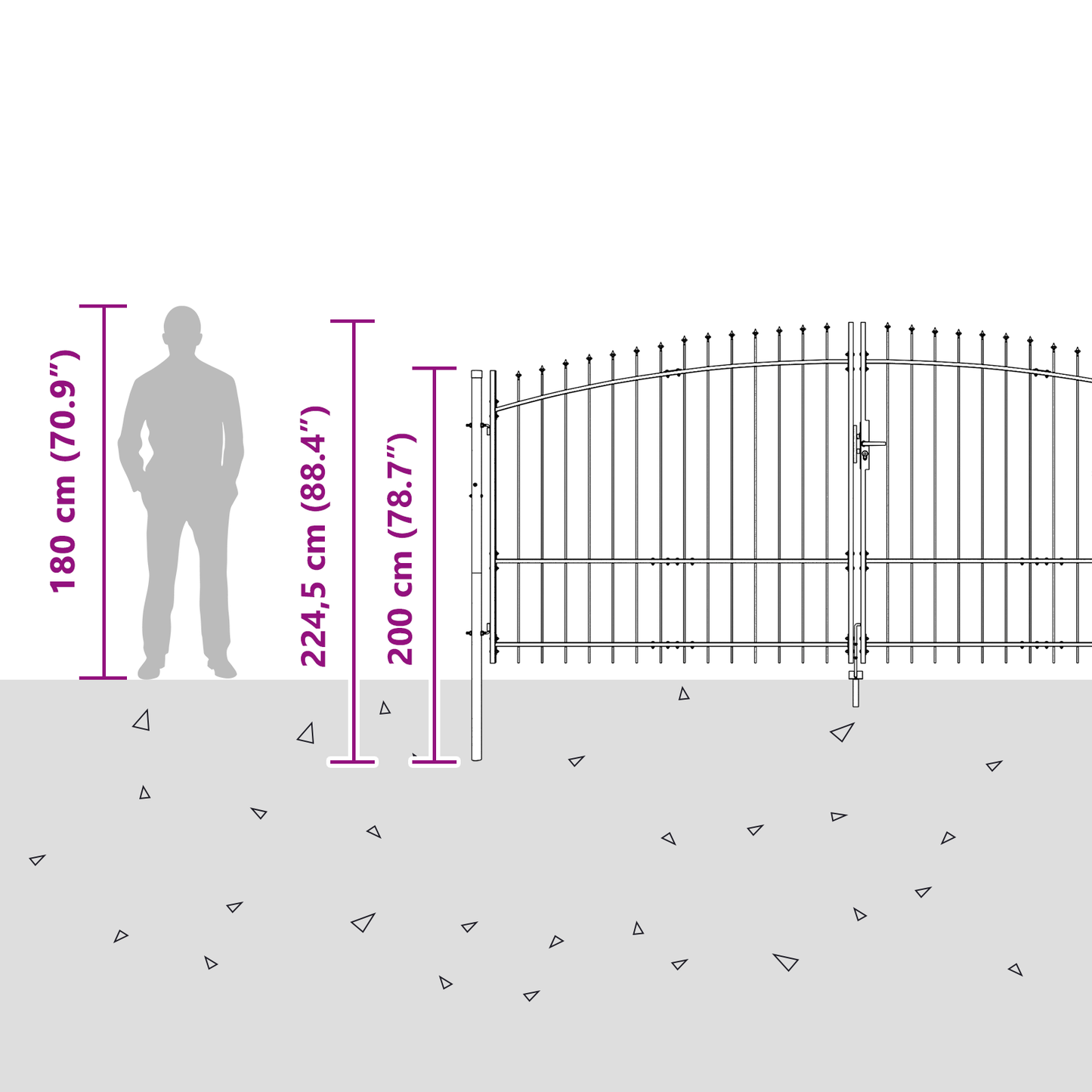 Double Gate with Lock Woerden Grey 400 x 224.5 cm Steel
