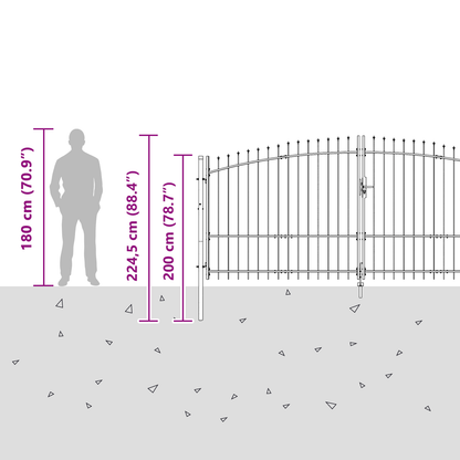 Double Gate with Lock Woerden Grey 400 x 224.5 cm Steel