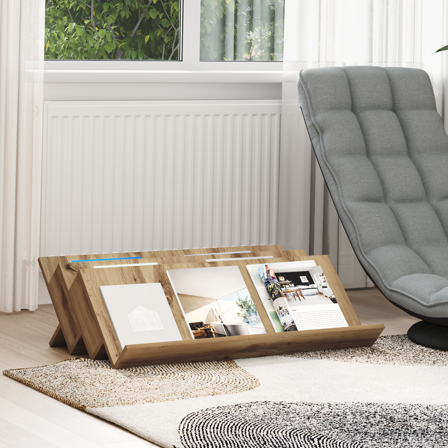 Magazine Rack Artisan Oak 90 x 53 x 28.5 cm Engineered Wood