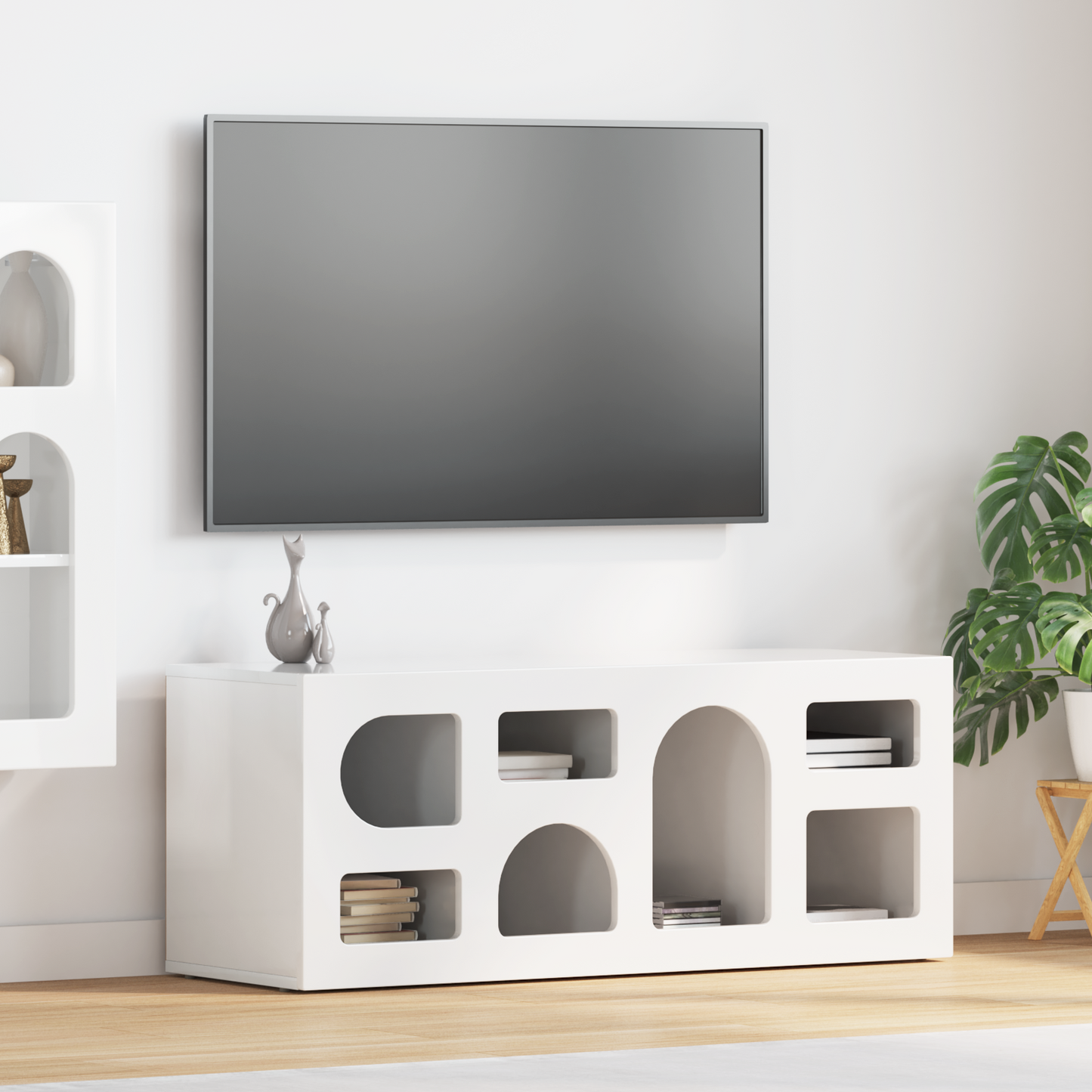 TV Cabinet ELST 100 x 35 x 40 cm High Gloss White