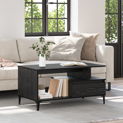 Coffee Table Black Oak 90 x 49 x 45 cm Engineered Wood