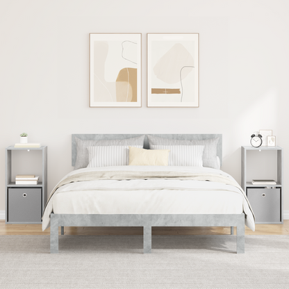Bedside Table with Drawer 2 pcs Concrete Grey 35 x 32 x 68.5 cm