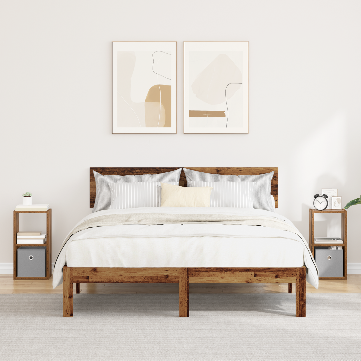 Bedside Table with Drawer 2 pcs Old Wood 25.5 x 22 x 49.5 cm