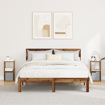 Bedside Table with Drawer 2 pcs Old Wood 25.5 x 22 x 49.5 cm