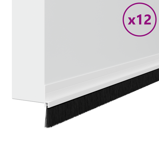 Self-adhesive Door Brush Seals 12 pcs White 100 cm