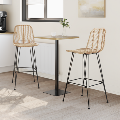 Bar Chair 2 pcs 44 x 52 x 111 cm Rattan and Iron