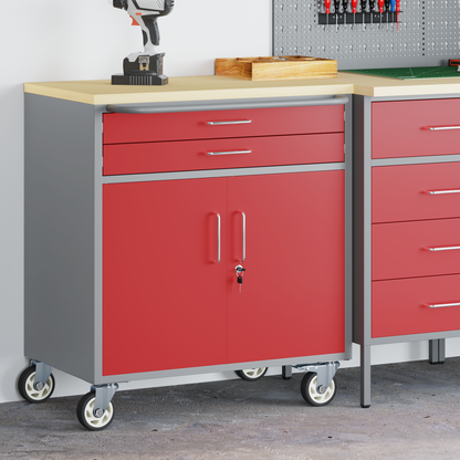 Trolley Rolling Workbench Red and Grey 75 x 45 x 85 cm