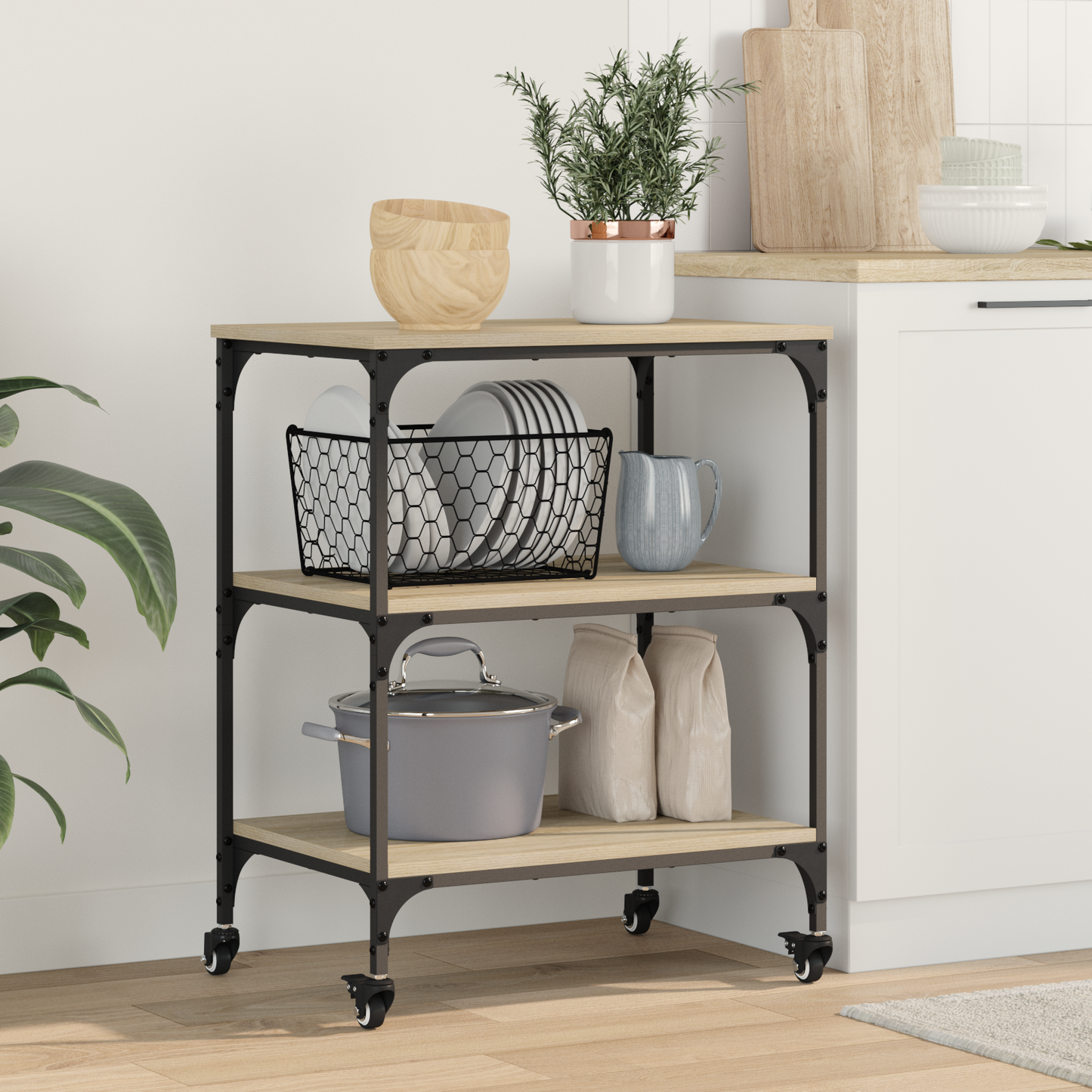 Kitchen Trolley Sonoma Oak 60 x 41 x 76 cm Engineered Wood