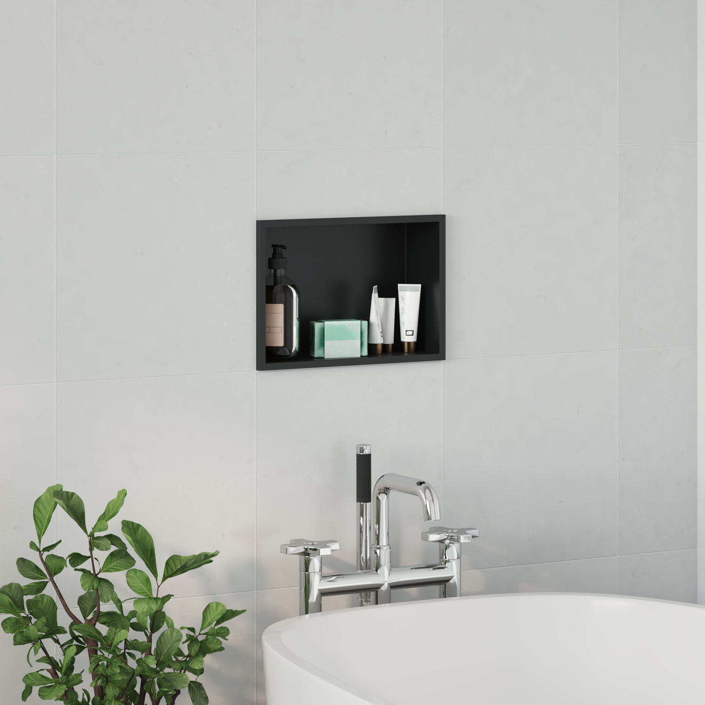 Shower Niche Black 30 x 20 x 9.5 cm Stainless Steel