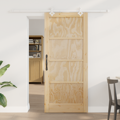 Sliding Door Natural and White 86 x 198.5 cm Solid Pine Wood