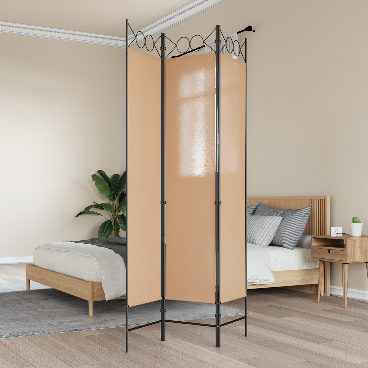 Room Divider Beige 120 x 200 cm Fabric