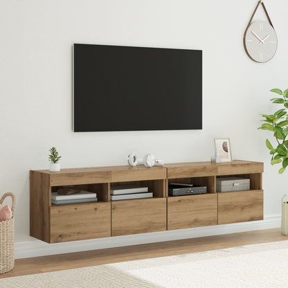 TV Wall Cabinets with LED 2 pcs Artisan Oak 80 x 30 x 40 cm