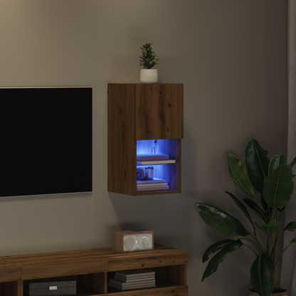 Wall-mounted TV Cabinet with LED Artisan Oak 30.5 x 30 x 60 cm
