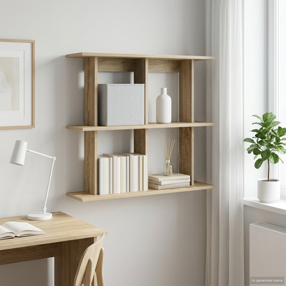 Wall Shelf Wall-Mounted Brown 80 x 20 x 75 cm Engineered Wood