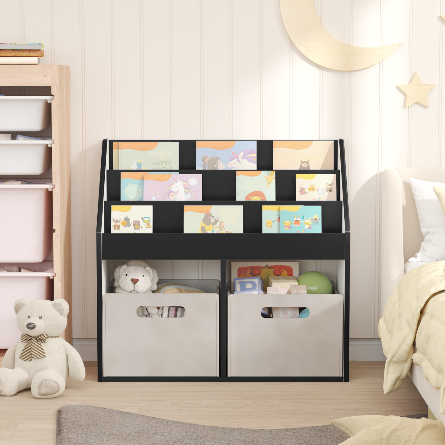 Kids Bookshelf Black 72.5 x 29.5 x 69 cm Engineered Wood