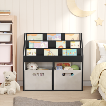 Kids Bookshelf Black 72.5 x 29.5 x 69 cm Engineered Wood