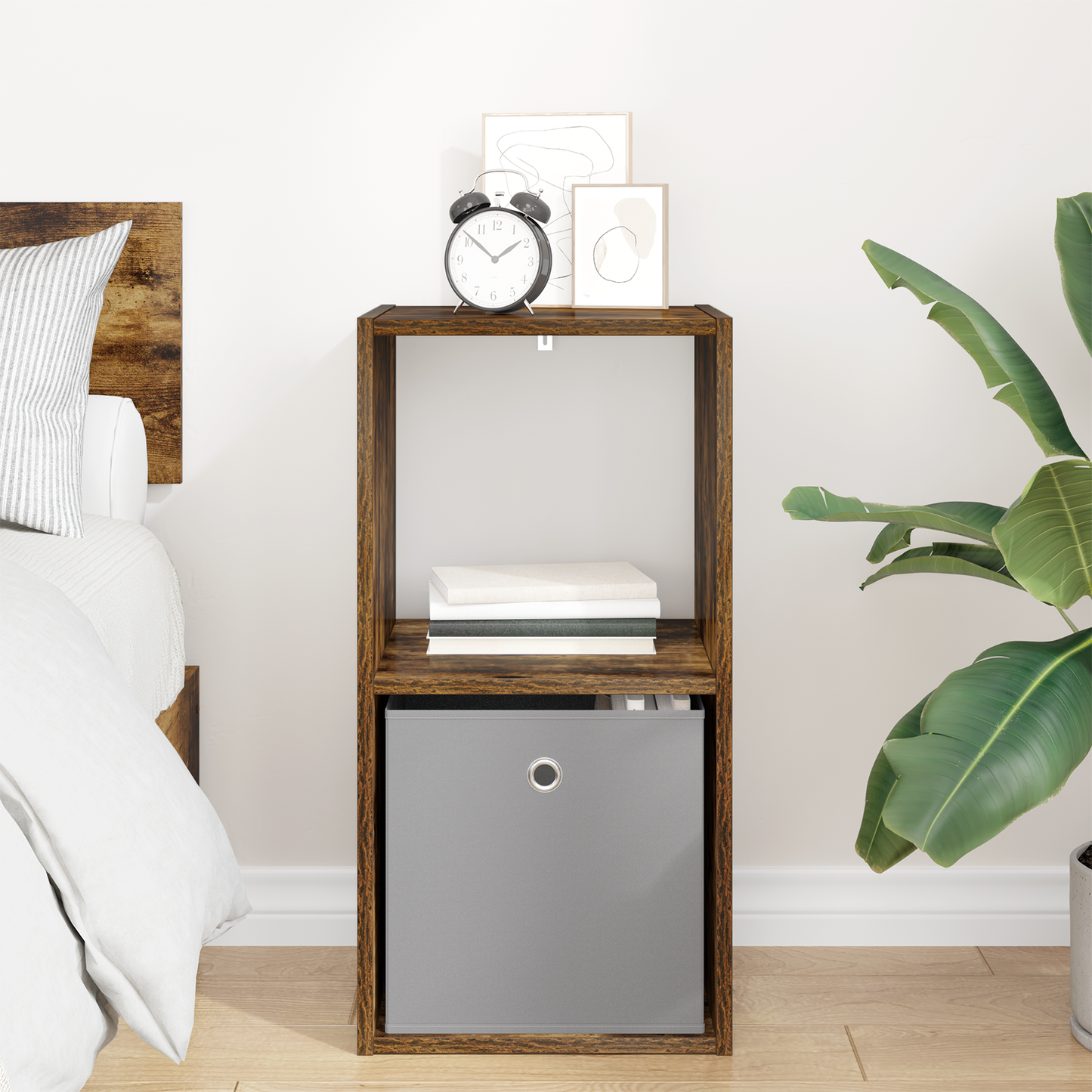 Bedside Table Smoked Oak 35 x 32 x 68.5 cm Engineered Wood