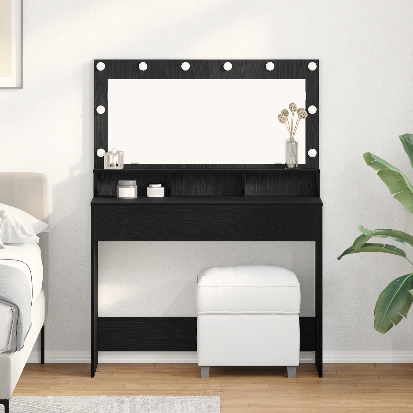 Dressing Table Black Oak 100 x 41 x 135 cm Engineered Wood