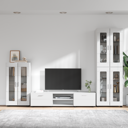 TV Cabinet Set with Drawer FLORIN 3 pcs White Engineered Wood