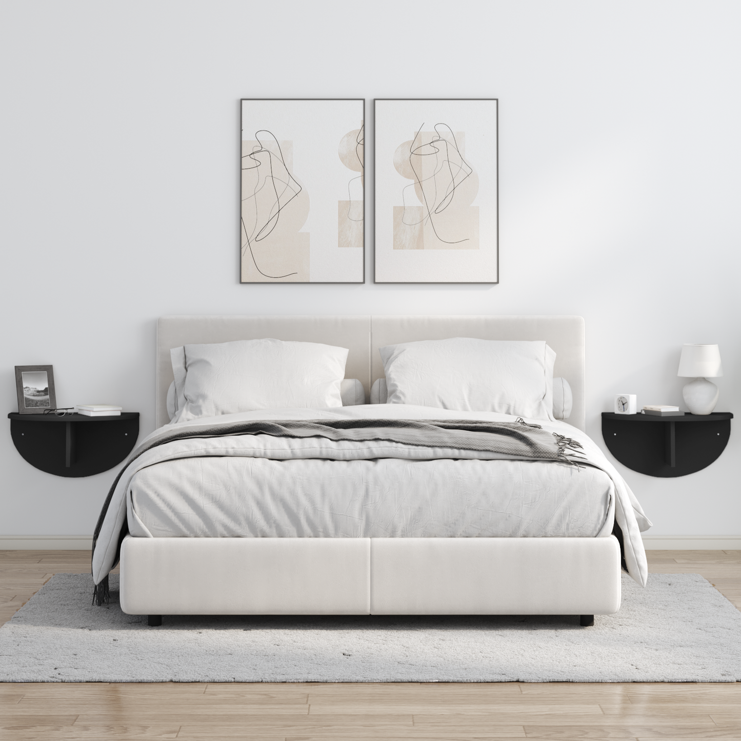 Wall Shelf 2 pcs Black 48 x 24 x 24 cm Engineered Wood