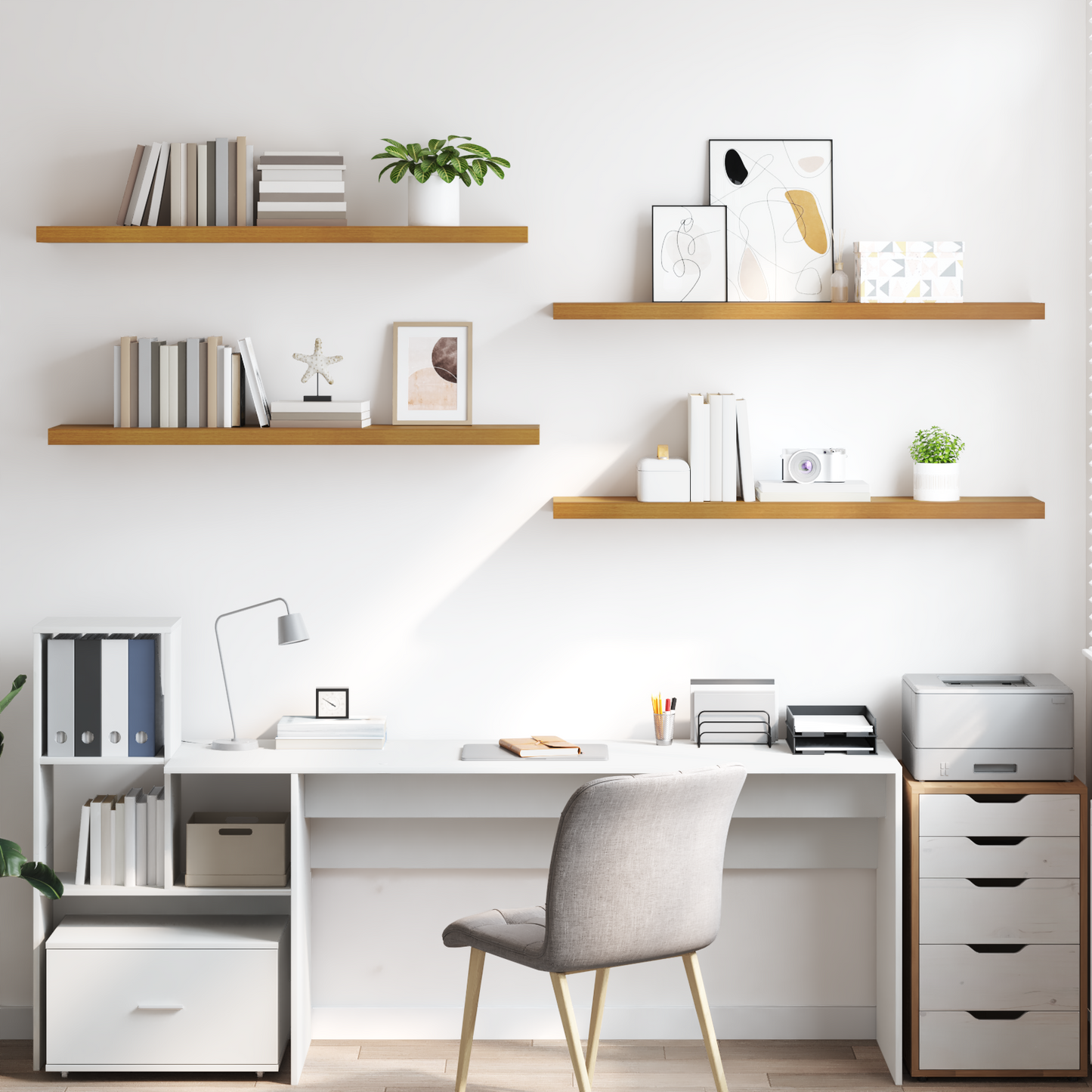 Wall Shelf 4 pcs Beige 120 x 23.5 x 4 cm Engineered Wood