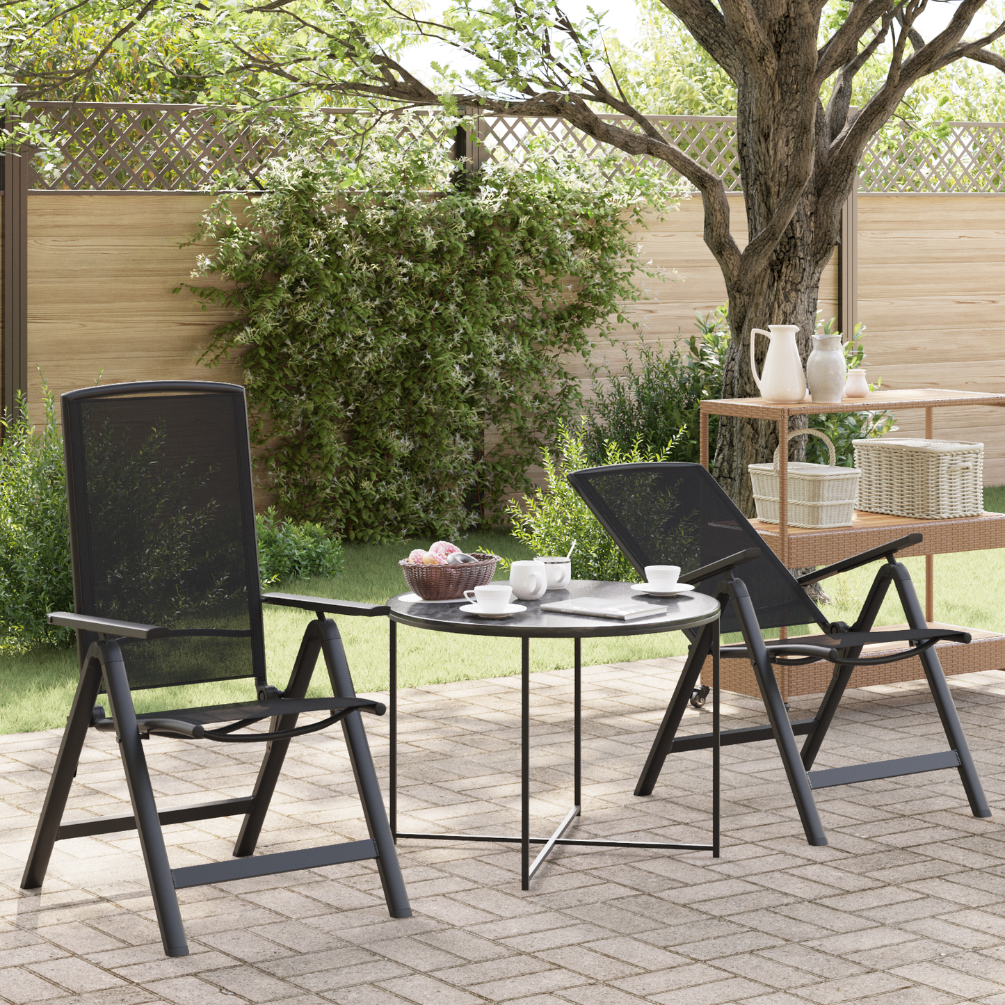Reclining Garden Chairs 2 pcs Black 58 x 71 x 112 cm Textilene